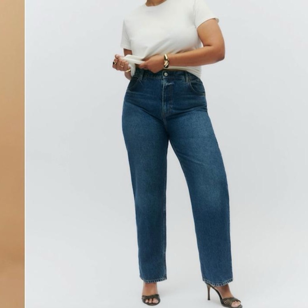Reformation Abby High Rise Straight Jeans Mid Wash Size 33 Plus Size